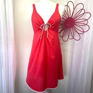 Vintage 60s 70s Slip Dress Coral Pink Size Med